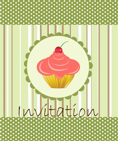 ケーキの装飾的な背景のベクトル招待状 — ストックベクタ
