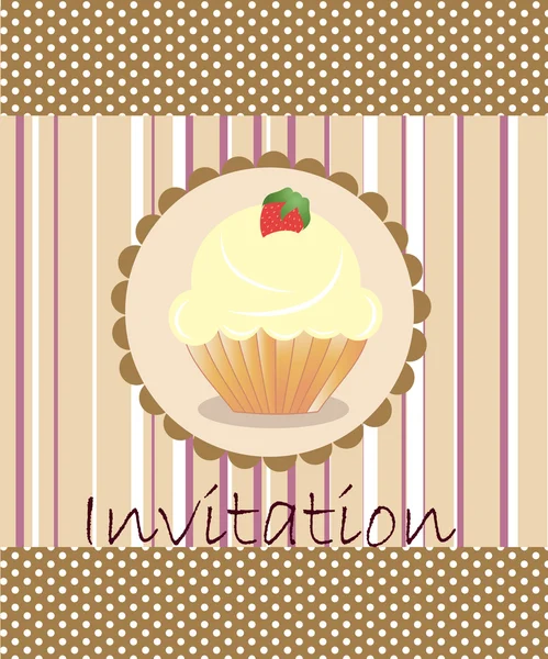 Invitation vectorielle avec gâteau sur fond décoratif — Image vectorielle