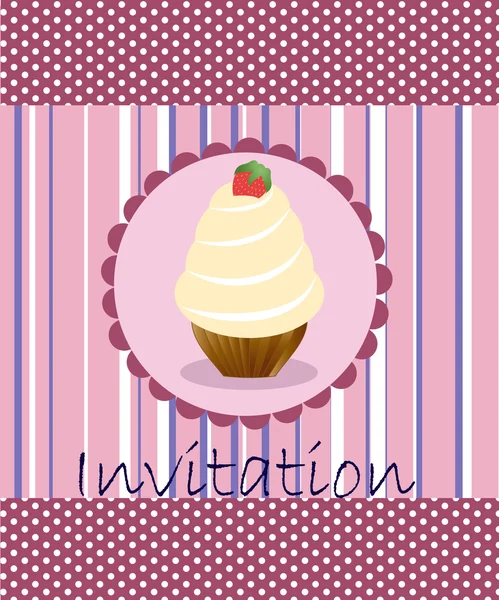 Invitation vectorielle avec gâteau sur fond décoratif — Image vectorielle