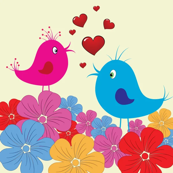 Vector aranyos madarak bukott a szerelem — Stock Vector