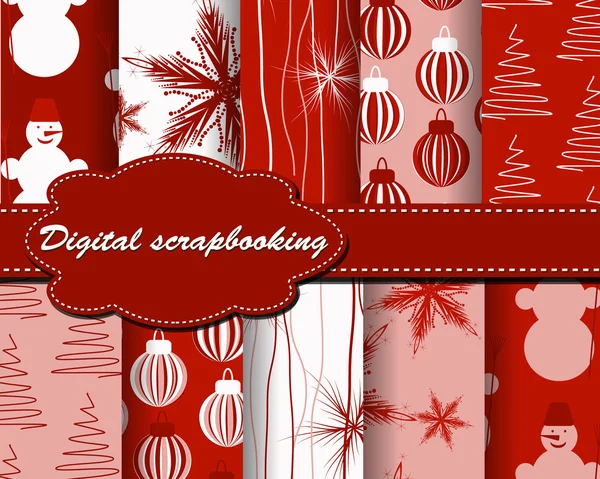 Set of vector Christmas paper for scrapbook — Stock Vector