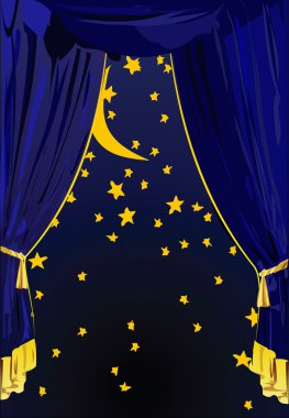 Starry Night Curtains Editable Vector Background