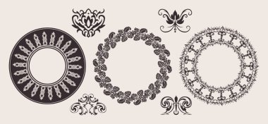 Set Of One Color Circle Lace Border Ornaments.