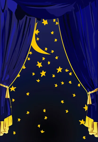 星空の夜カーテンの編集可能なベクトルの背景 — ストックベクタ