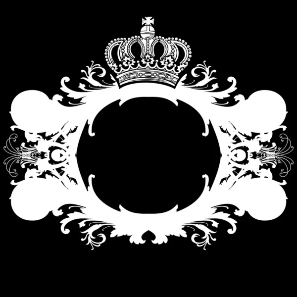 Black and White Ornate Heraldic Art Deco Quad — стоковый вектор