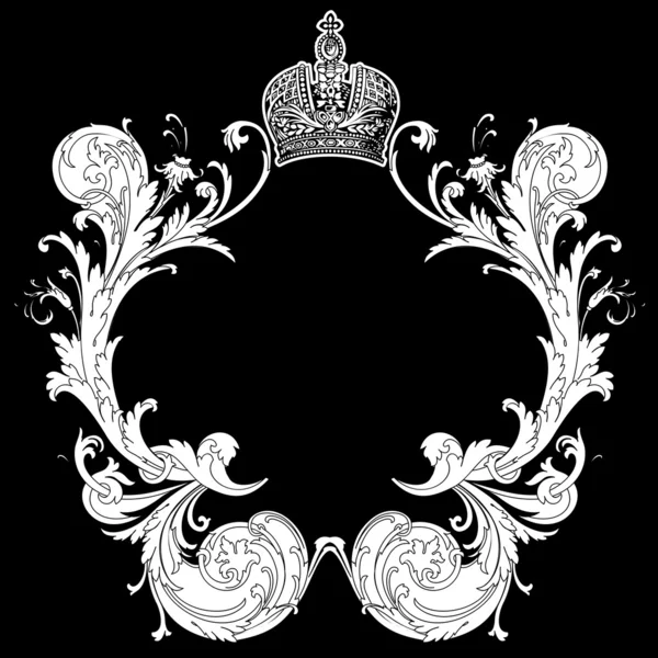 Zwart-wit sierlijke heraldische art deco quad — Stockvector