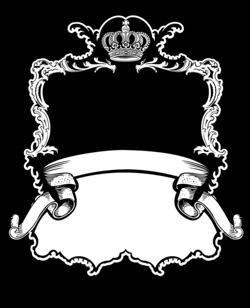 Banner de curvas Vintage Royal Crown de uma cor — Vetor de Stock