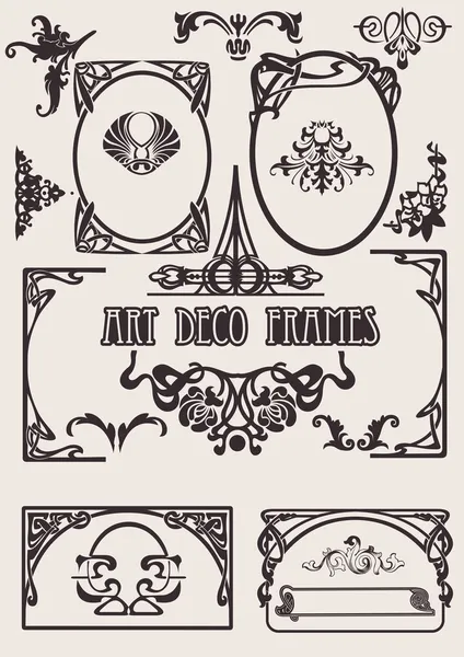 Cuatro marcos Art Deco en blanco y negro. Otros en cartera . — Archivo Imágenes Vectoriales