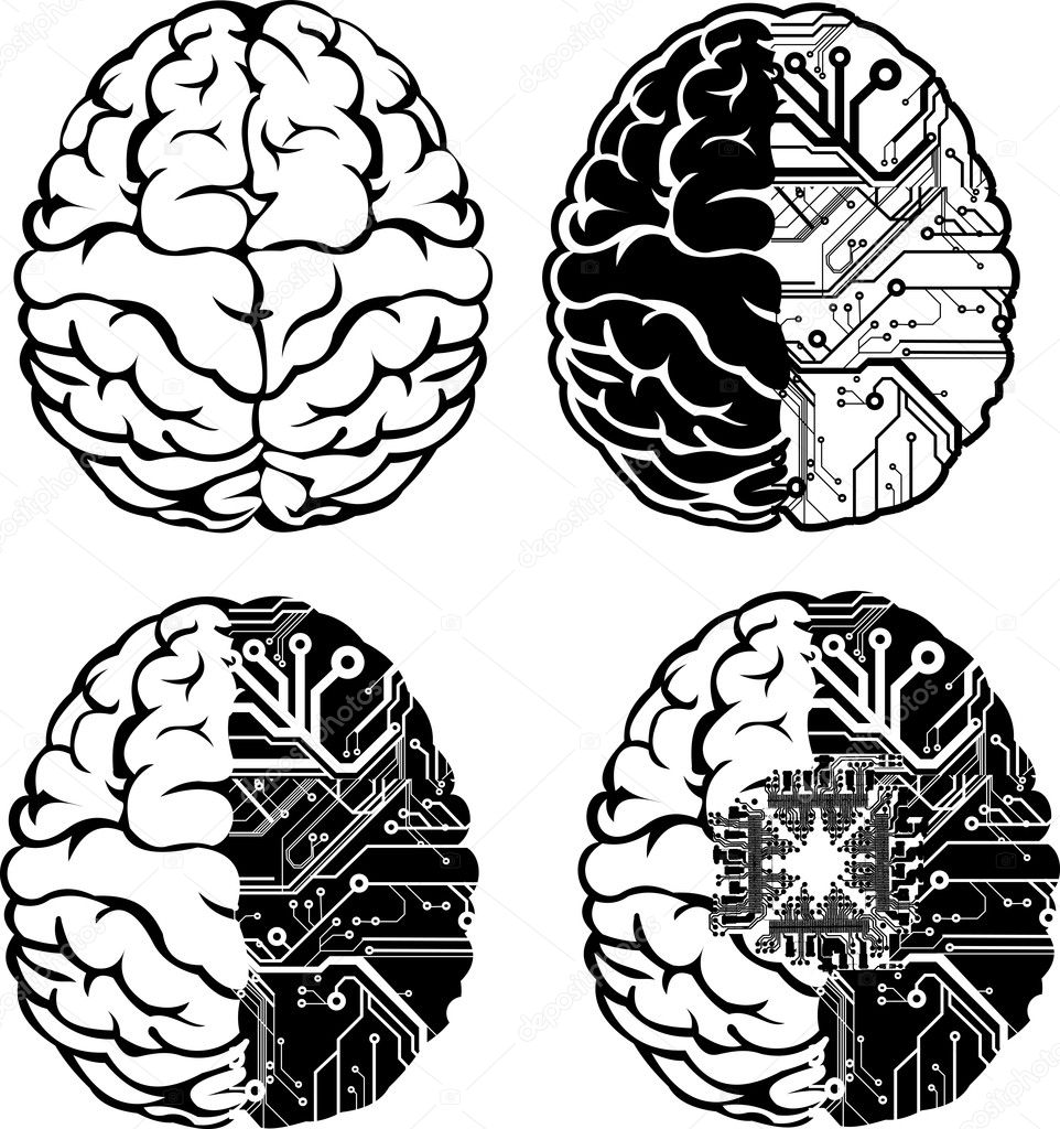 Set Of Four One Color Electronic Brain.