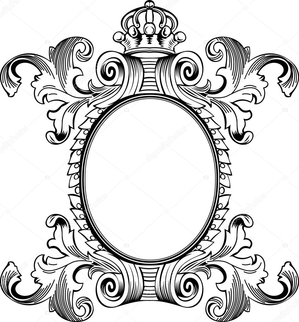 Antique Frame Engraving, Scalable And Editable Vector Illustrati