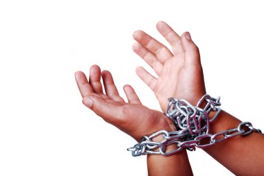 Hands in chain isolated clipart