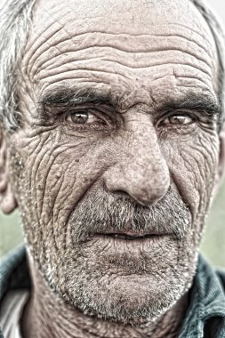 Closeup portrait of old man clipart