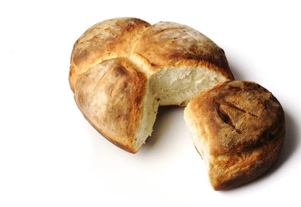 Hagyományos házi kenyeret elkülöníteni, fehér — Stock Fotó