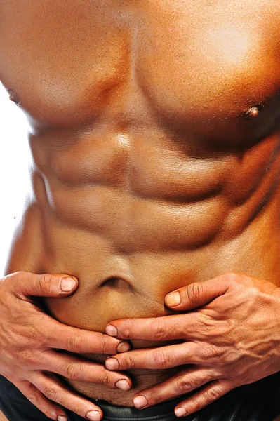 Il corpo maschile perfetto isolato, campione del bodybuilder — Foto Stock