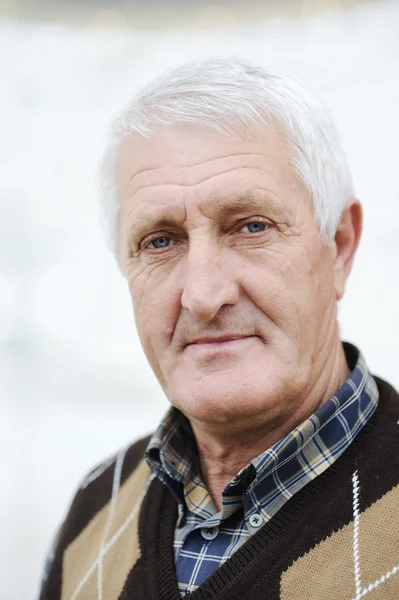 Porträt eines gutaussehenden älteren Mannes mit grauen Haaren — Stockfoto