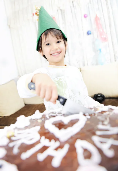 Cake boy birthday happiness — Stock Photo, Image