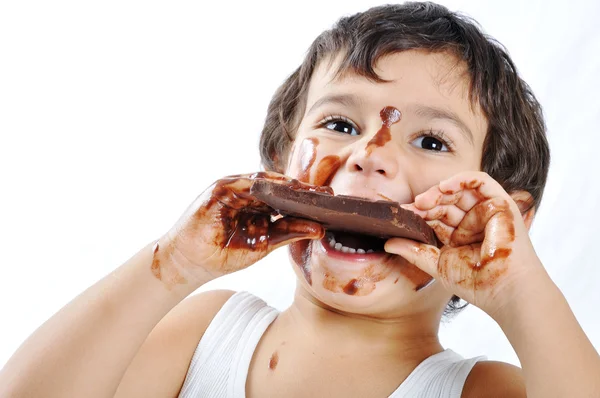 Niño con chocolate — Foto de Stock
