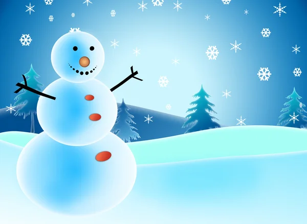 Boneco de neve ilustrações para o cartão de felicitações de Natal — Fotografia de Stock