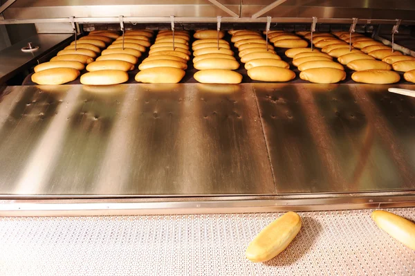Na padaria de pão fábrica de alimentos — Fotografia de Stock