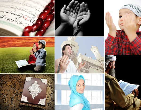 아름 다운 이슬람 컬렉션, 여러 사진, 이슬람교도 및 일의 콜라주 — 스톡 사진