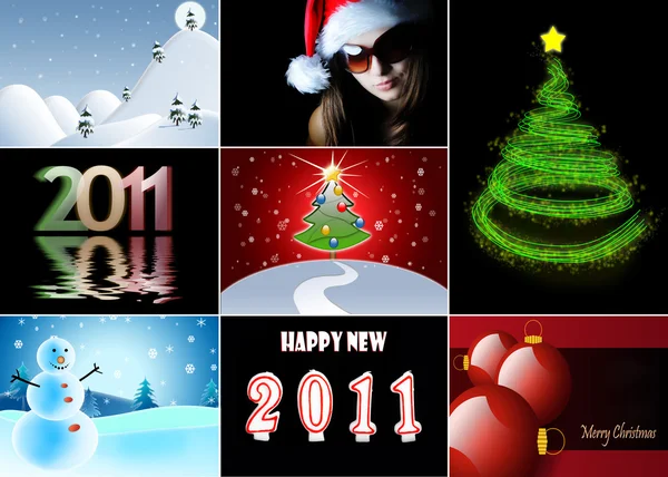 Veselé Vánoce a šťastný nový rok sbírky — Stock fotografie