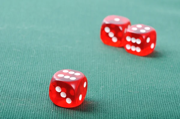 Gambling, red cubes in casino — Stock Photo, Image