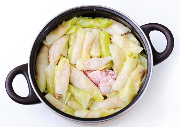 Hemlagad mat i potten förberett för matlagning — Stockfoto