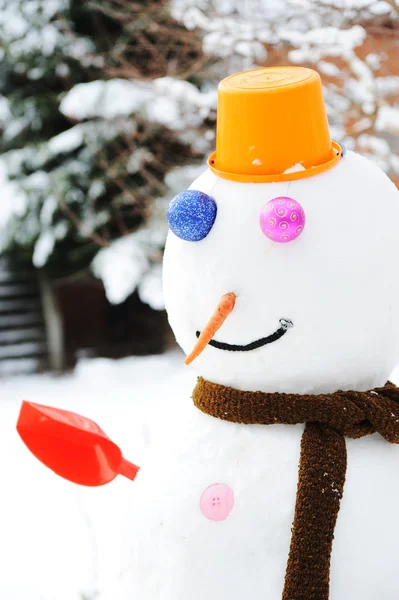 Χιονάνθρωπος χειμώνας, χιόνι Εμφάνιση — Φωτογραφία Αρχείου