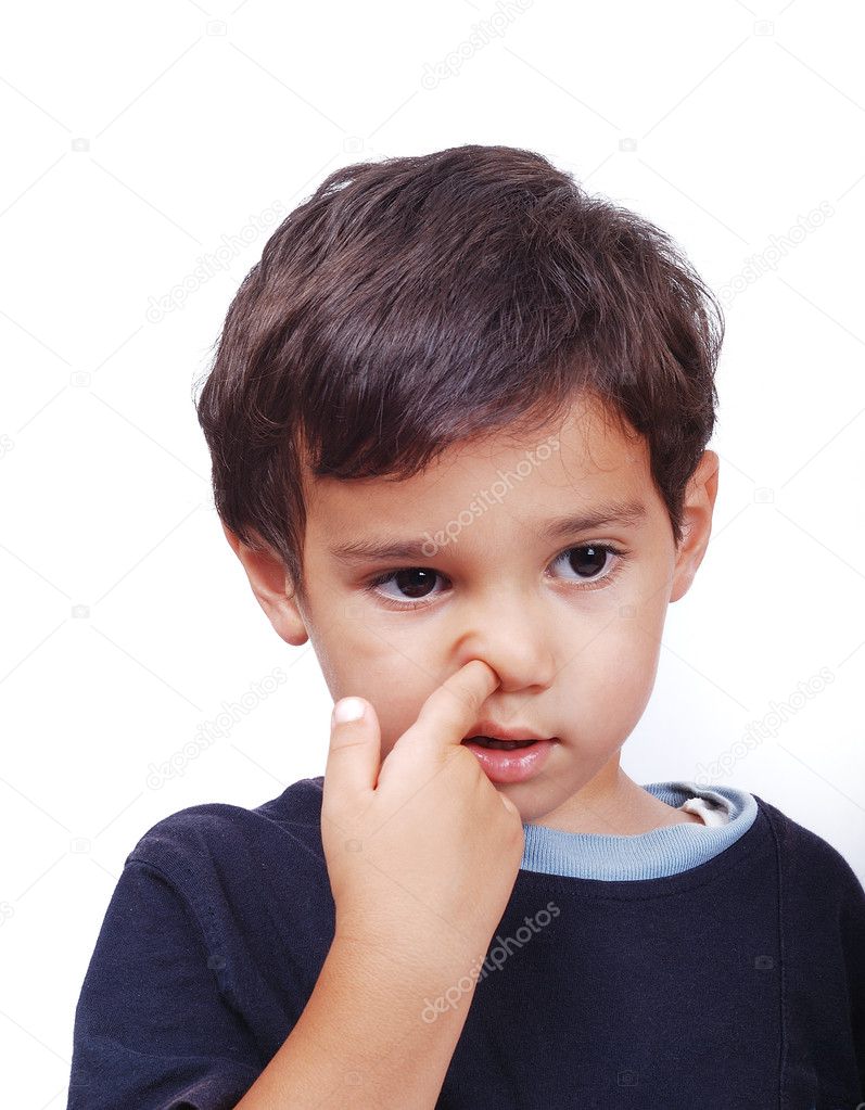 Kid diging his nose