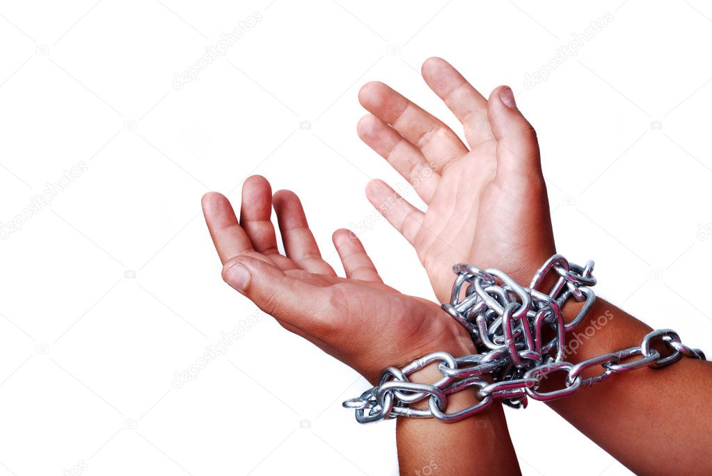 Hands in chain isolated