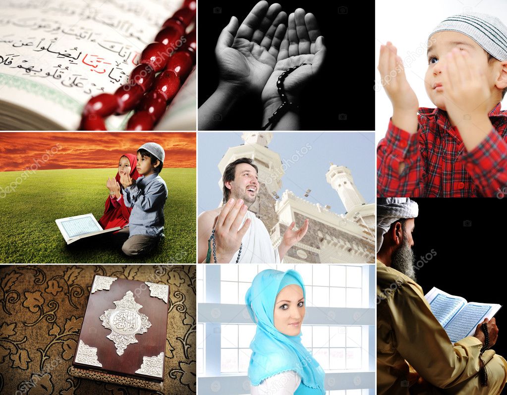 Beautiful ISLAM collection, collage of several photos, Muslim and th