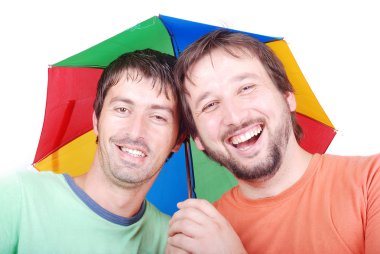 Two men laughing clipart