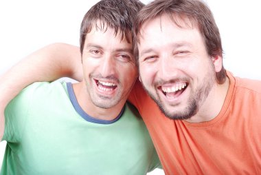 Two funny men are laughing clipart