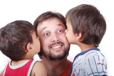 Lovely father and two sons clipart