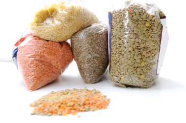 Assorted beans, lentils, grains and seeds isolated with clipping path clipart