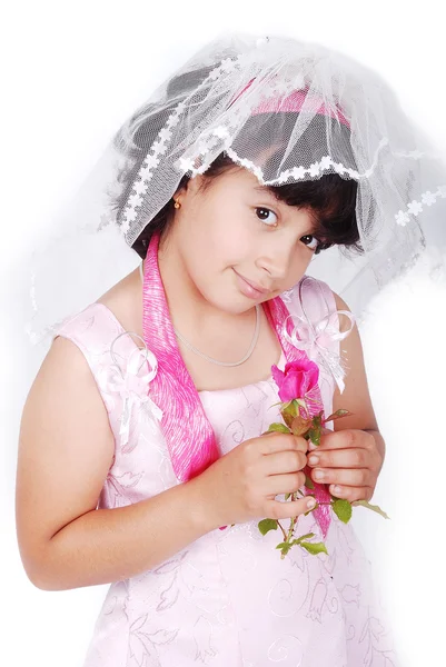 Adobarble κορίτσι με τριαντάφυλλο — Φωτογραφία Αρχείου