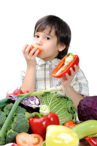Здорова їжа, мила дитина — стокове фото