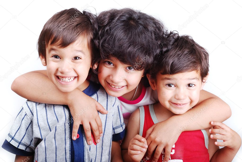 Two cute kids and girl
