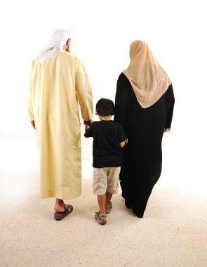 Muslim arabic family walking clipart