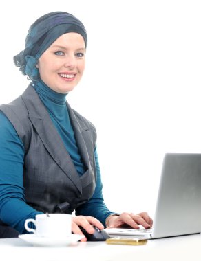 Confident and beautiful european Muslim woman clipart