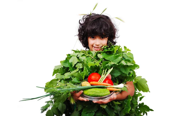 Green vegetable girl — Stock Photo, Image