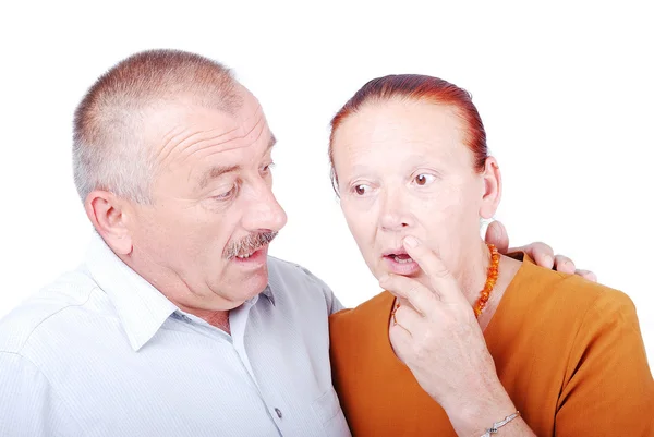 Älteres Ehepaar geschockt — Stockfoto