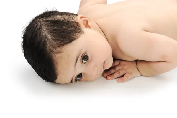 Naked cute baby isolated on white background — Stock Photo, Image