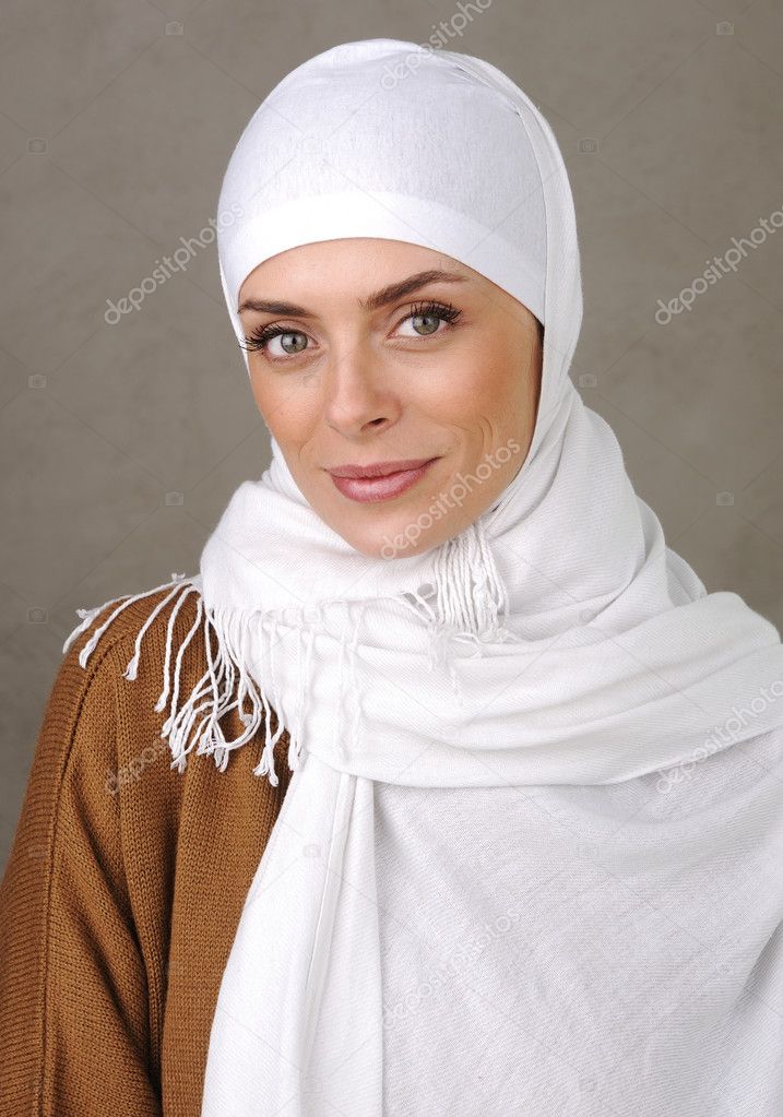 Beautiful Muslim positive woman smiling portrait