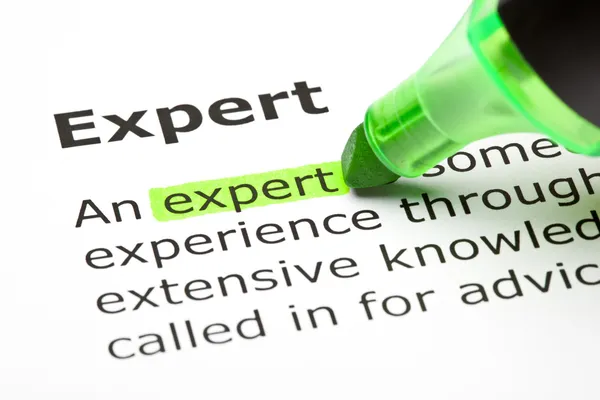 "Expert" mis en évidence en vert — Photo