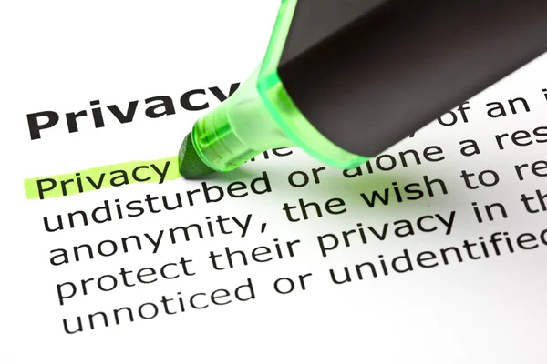 "Privacy" podświetlona na zielono — Zdjęcie stockowe