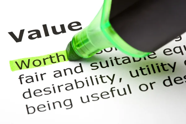 Woordenboekdefinitie van het woord waarde — Stockfoto