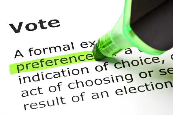 'Preference' highlighted, under 'Vote' — Zdjęcie stockowe