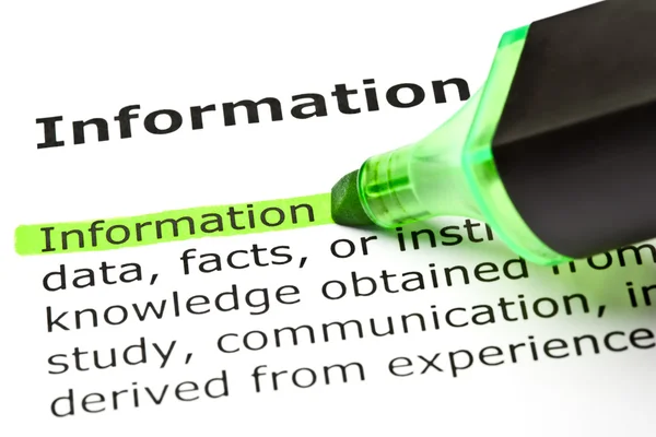 'Information' highlighted in green — Stock Photo, Image