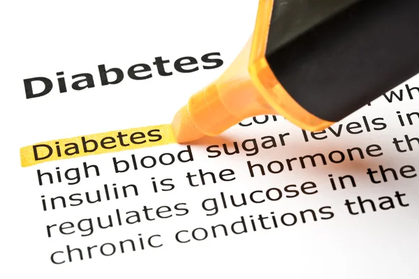 "Diabetes" vyznačena v oranžové — Stock fotografie